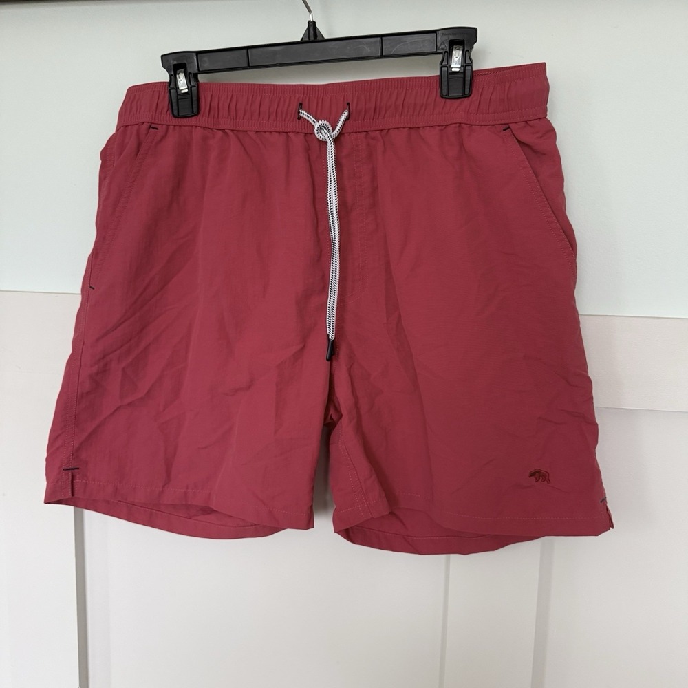 Onward Reserve Swim Trunks Men's XL Pink Muted Red Nylon Lined Beach Preppy